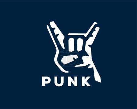 Illustration for Hand style horn sign punk metal logo template illustration - Royalty Free Image