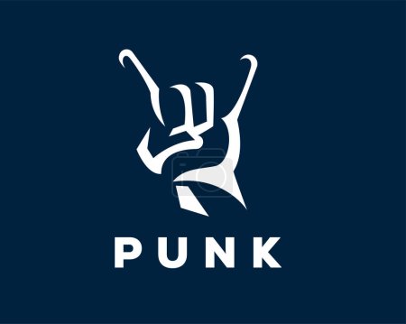 Ilustración de Mano abstracta cuerno signo símbolo punk metal logotipo plantilla ilustración - Imagen libre de derechos