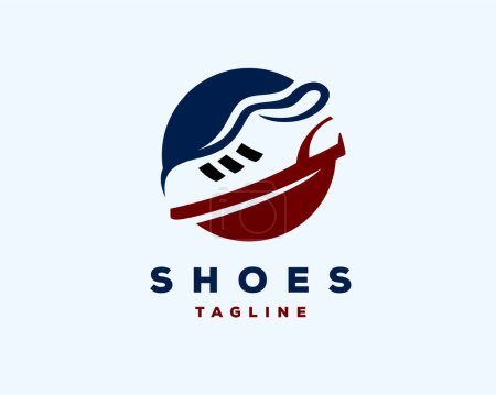 Téléchargez les illustrations : Cercle espace négatif chaussures logo icône modèle illustration - en licence libre de droit