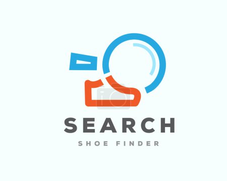 Illustration for Simple abstract shoe search magnifying glass logo template illustration - Royalty Free Image