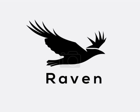 Téléchargez les photos : Silhouette noire oiseau corbeau volant logo symbole illustration - en image libre de droit