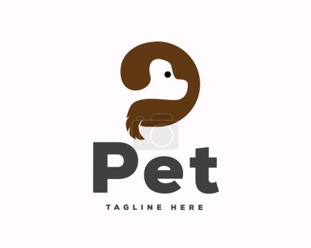 Téléchargez les illustrations : P logo initial tête de chien icône symbole modèle illustration - en licence libre de droit