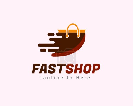 Illustration for Flying shopping bag move delivery service icon symbol logo template illustration - Royalty Free Image