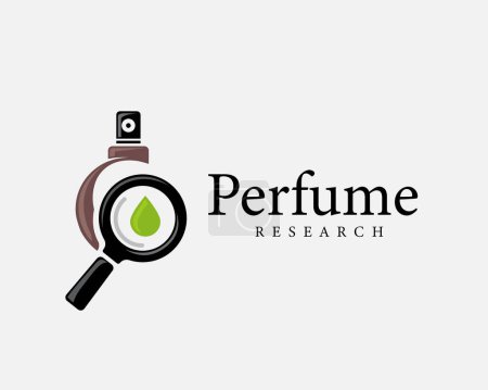Téléchargez les illustrations : Parfum arôme goutte essence recherche logo modèle illustration - en licence libre de droit