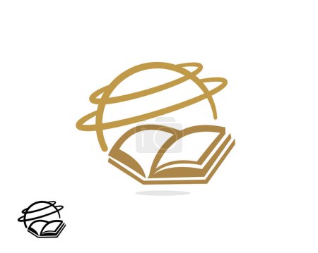 Téléchargez les illustrations : Monde globe terre planète livre dictionnaire science logo icône symbole modèle illustration inspiration - en licence libre de droit