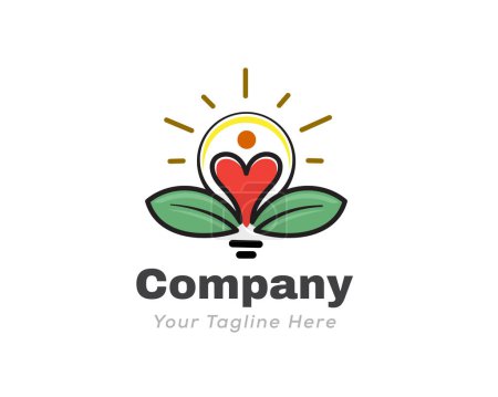 Illustration for Love heart smart health bio leaf logo symbol design template illustration - Royalty Free Image