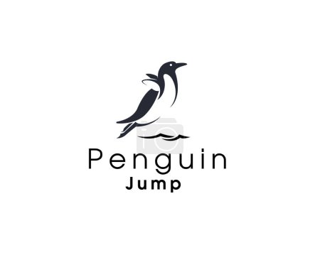 Téléchargez les photos : Saut volant pingouin art logo icône symbole conception modèle illustration inspiration - en image libre de droit