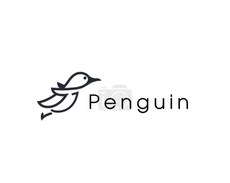 Téléchargez les illustrations : Saut volant pingouin art logo icône symbole conception modèle illustration inspiration - en licence libre de droit