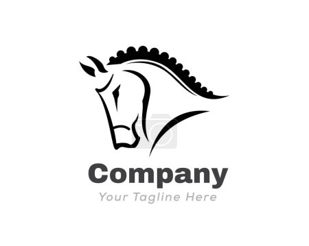 Illustration for Elegant head horse stallion farm drawn art logo symbol design template illustration inspiration - Royalty Free Image