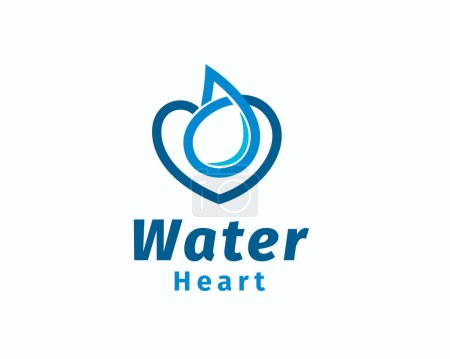 Téléchargez les illustrations : Goutte d'eau amour coeur ligne art logo symbole conception modèle illustration inspiration - en licence libre de droit
