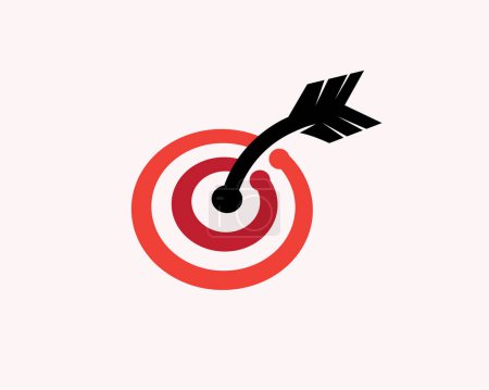 Ilustración de Flechas disparar a la derecha en la eficiencia objetivo estrategia logo icono símbolo diseño plantilla ilustración inspiración - Imagen libre de derechos