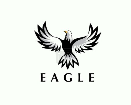 Ilustración de Vuelo libertad águila halcón halcón americano dibujado logotipo diseño plantilla ilustración inspiración - Imagen libre de derechos