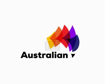 Ilustración de Colores papel mosca formando australiano mapa logotipo símbolo diseño plantilla ilustración inspiración - Imagen libre de derechos