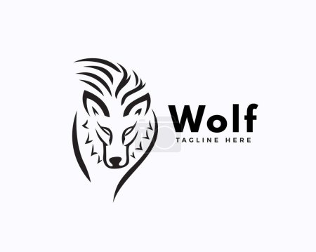 Téléchargez les illustrations : Loup face avant art abstrait design logo inspiration - en licence libre de droit