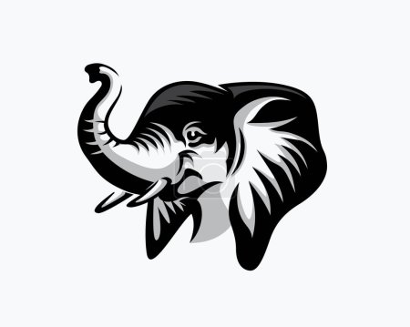 Téléchargez les illustrations : Éléphant tête vue de côté art logo conception modèle illustration inspiration - en licence libre de droit