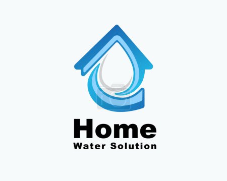 Ilustración de Abstracto simple agua hogar solución logotipo icono símbolo diseño plantilla ilustración inspiración - Imagen libre de derechos