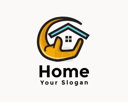 Illustration for Home care hand art solution logo symbol design template illustration inspiration - Royalty Free Image