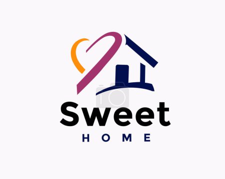 Illustration for Abstract Home sweet heart love logo symbol icon design template illustration inspiration - Royalty Free Image