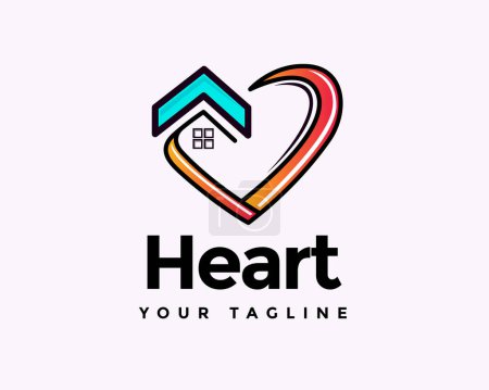 Illustration for Simple love heart home house favorite logo icon symbol design template illustration inspiration - Royalty Free Image
