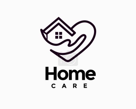 Téléchargez les illustrations : Maison maison coeur soins charité donner soins logo icône symbole conception modèle illustration inspiration - en licence libre de droit