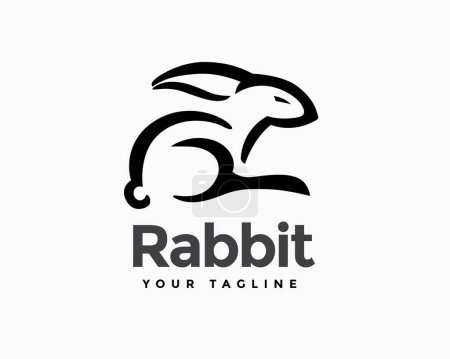 Ilustración de Dibujo simple arte sentado conejo logotipo símbolo diseño plantilla ilustración inspiración - Imagen libre de derechos