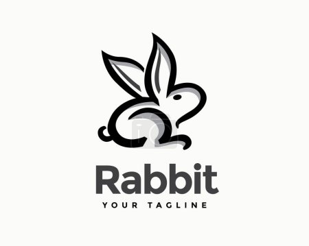 Ilustración de Sentado conejo conejito buscar arte dibujado logotipo símbolo diseño plantilla ilustración inspiración - Imagen libre de derechos