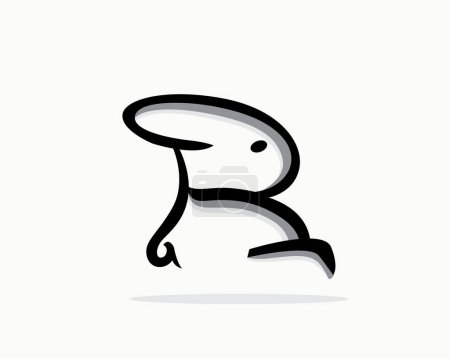 Illustration for Simple line art letter initial R rabbit bunny logo icon symbol design template illustration inspiration - Royalty Free Image