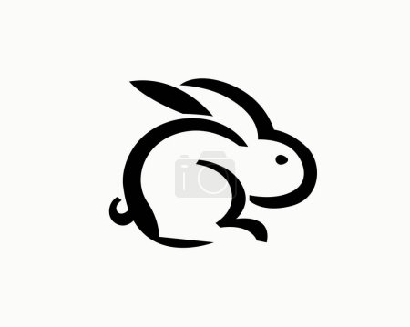 Illustration for Simple abstract sitting rabbit bunny art logo symbol design template illustration inspiration - Royalty Free Image