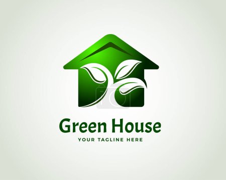 Ilustración de Árbol verde casa logotipo símbolo diseño plantilla ilustración inspiración - Imagen libre de derechos