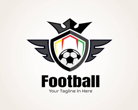 Téléchargez les illustrations : Football sport bouclier ailes logo symbole emblème conception modèle illustration - en licence libre de droit