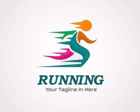 abstract runner fast moving logo symbol design template illustration inspiration