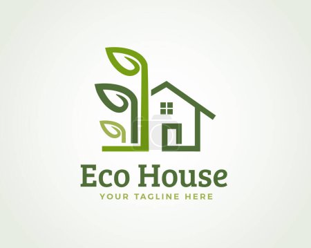 Téléchargez les photos : Illustration de modèle de conception de logo ligne maison verte - en image libre de droit