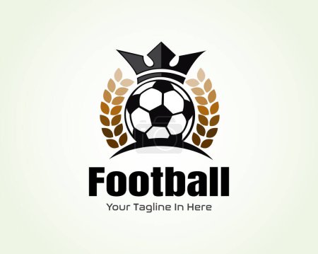 Illustration for Football team association king wheat logo symbol emblem design template illustration - Royalty Free Image