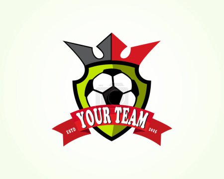 Ilustración de Equipo de fútbol escudo rey logotipo símbolo emblema diseño plantilla ilustración - Imagen libre de derechos