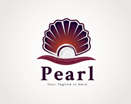 Illustration for Simple pearl with shell logo icon symbol design template illustration - Royalty Free Image