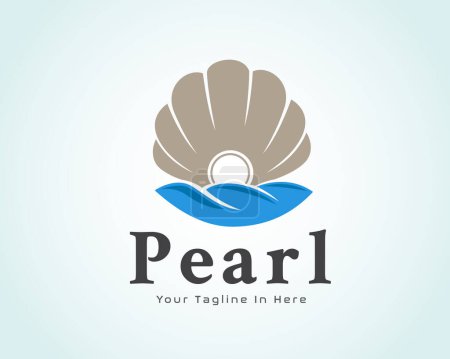 Téléchargez les photos : Perle avec coquille logo ouvert beauté bijoux conception modèle illustration - en image libre de droit