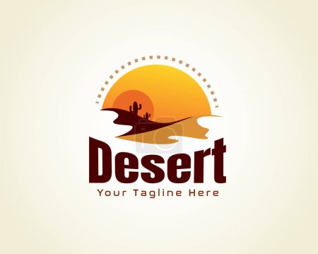 Ilustración de Sol desierto arte estilo logotipo símbolo diseño plantilla ilustración - Imagen libre de derechos