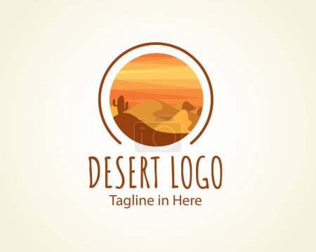Téléchargez les photos : Cercle montagnes désert art logo symbole conception modèle illustration - en image libre de droit