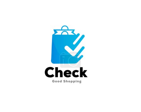 Ilustración de Bolsa de compras cheque icono símbolo logotipo diseño plantilla ilustración inspiración - Imagen libre de derechos