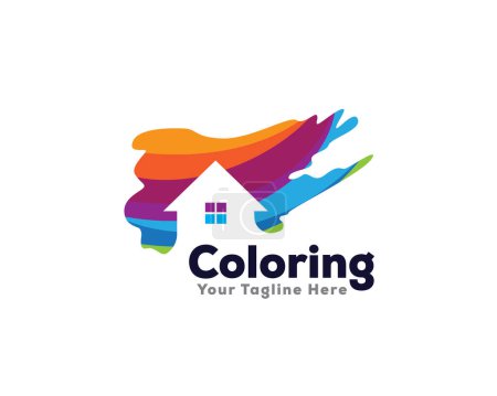 Téléchargez les illustrations : Coloriage artistique icône de la maison symbole logo conception modèle illustration inspiration - en licence libre de droit