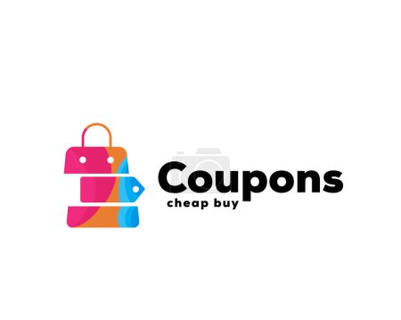 Téléchargez les photos : Coloré sac coupon boutique icône symbole logo conception modèle illustration inspiration - en image libre de droit