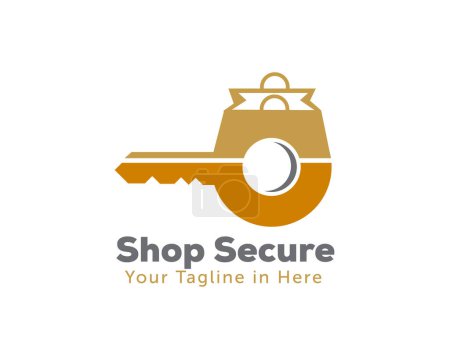 Téléchargez les photos : Sac boutique clé sécurisée icône symbole logo conception modèle illustration inspiration - en image libre de droit