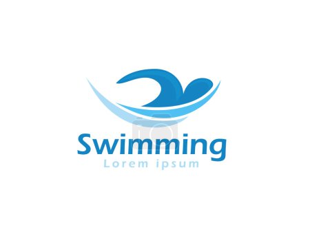 Téléchargez les illustrations : Illustration abstraite de modèle de conception de logo d'athlète natation - en licence libre de droit