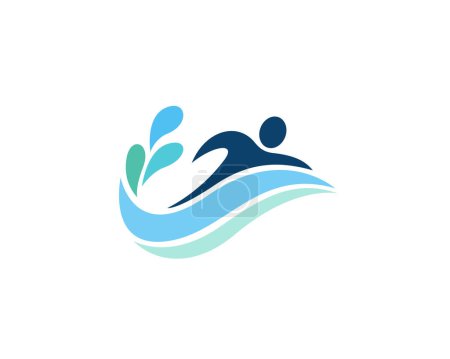 Illustration for Simple human swimming logo symbol design template illustration inspiration - Royalty Free Image
