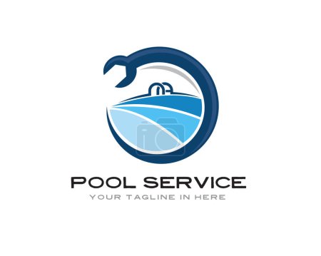 Ilustración de Abstracto círculo piscina servicio logotipo símbolo diseño plantilla ilustración inspiración - Imagen libre de derechos