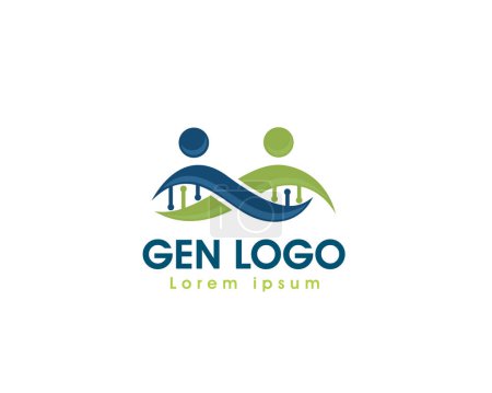 Illustration for Human couple genetic logo icon symbol design template illustration inspiration - Royalty Free Image
