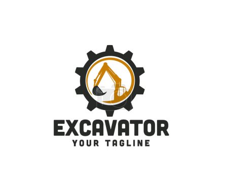 Illustration for Circle gear contractor excavator excavator machine automotive contractor Logo design vector template illustration inspiration - Royalty Free Image