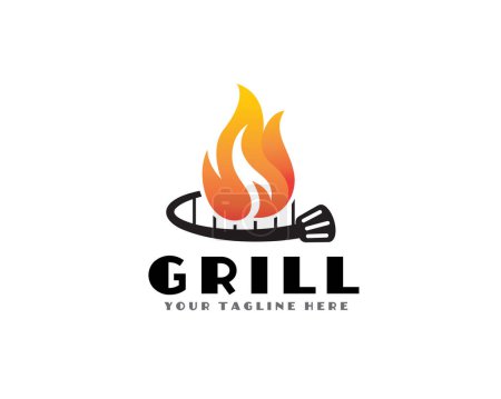 Illustration for Fire grill barbecue Logo design vector template illustration inspiration - Royalty Free Image