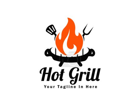 Téléchargez les illustrations : Feu barbecue cuisinier Logo conception vectoriel modèle illustration inspiration - en licence libre de droit