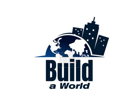 Téléchargez les photos : Bâtiment monde terre ville logo icône symbole conception modèle illustration inspiration - en image libre de droit